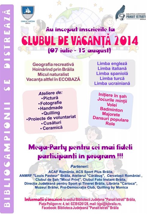 Au inceput inscrierile pentru Clubul de Vacanta 2014