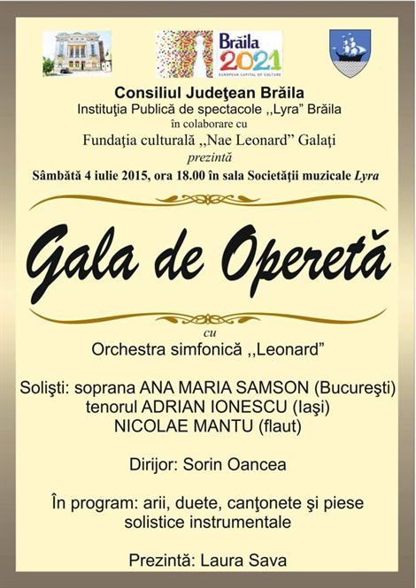 Gala de Opereta, sambata la Sala Lyra