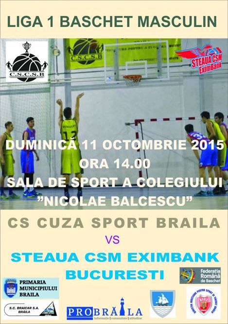 Cuza Sport Braila joaca duminica la 14.00 cu Steaua in sala de la Balcescu
