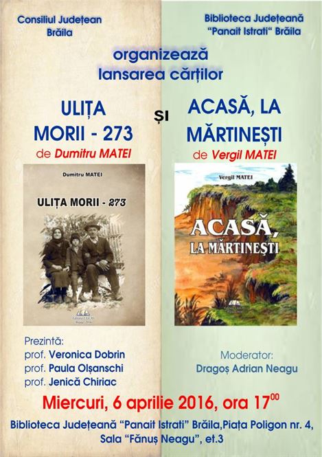 Dubla lansare de carte la Biblioteca Judeteana Braila