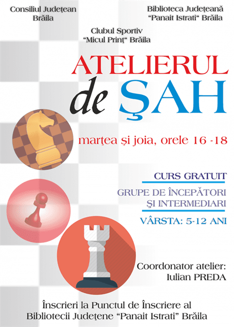 Biblioteca Judeteana Braila deschide ”Atelierul de sah”