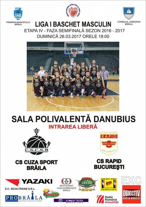 Cuza Sport Braila intalneste duminica in Polivalenta braileana pe Rapid Bucuresti