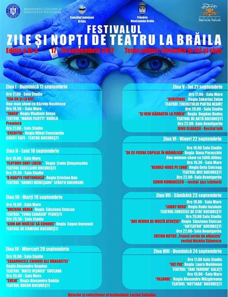 Opt zile de teatru, muzica si poezie la Festivalul ”Zile si nopti de teatru la Braila”