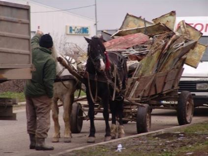 Tanar din Vrancea colecta fier vechi in comuna Romanu