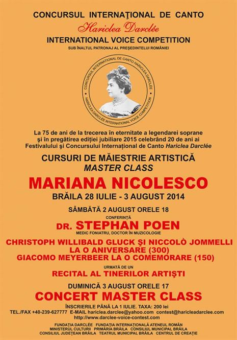 Pregatiri pentru Concursul International de Canto “Hariclea Darclee”