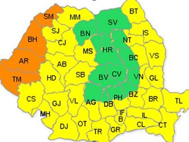 Cod Galben de canicula pentru marti si miercuri