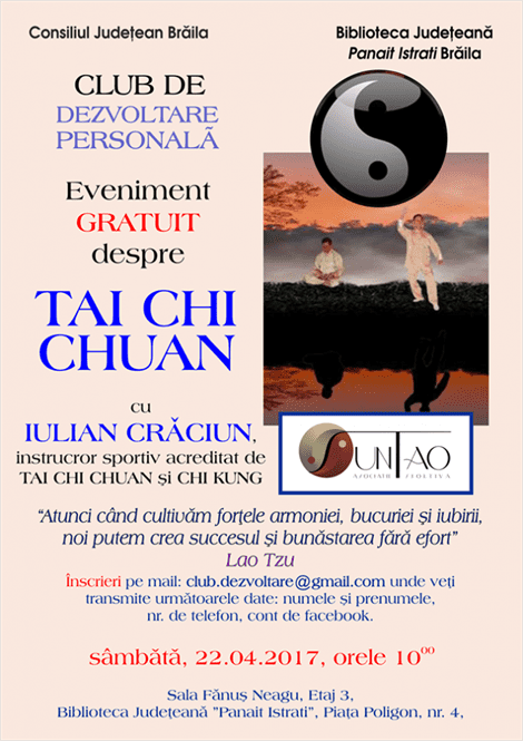 Tai Chi Chuan - work shop gratuit la Biblioteca Judeteana